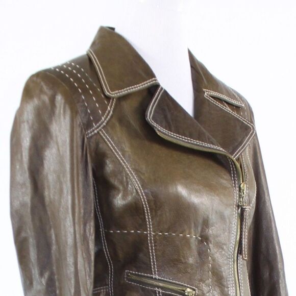 Crisca cool brown leather jacket 2 - Picture 4 of 8